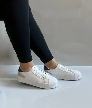 کتونی سفید پست سورمه کرم